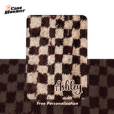 Chocolate Checkerboard Fuzzy Kindle Case, Kobo, Free Personalization